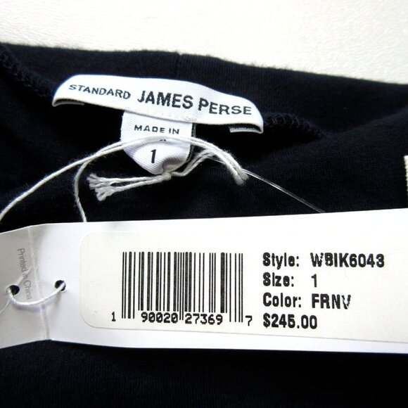 NWT James Perse Turtleneck Double Split Midi in French Navy Stretch Dress 1 / S - Picture 4 of 5